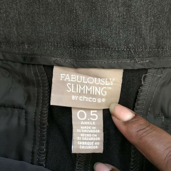 Chicos Pants Womens Sz 0.5 US 6 Charcoal Gray Fabulously Slimming Ankle Dress - Picture 5 of 9